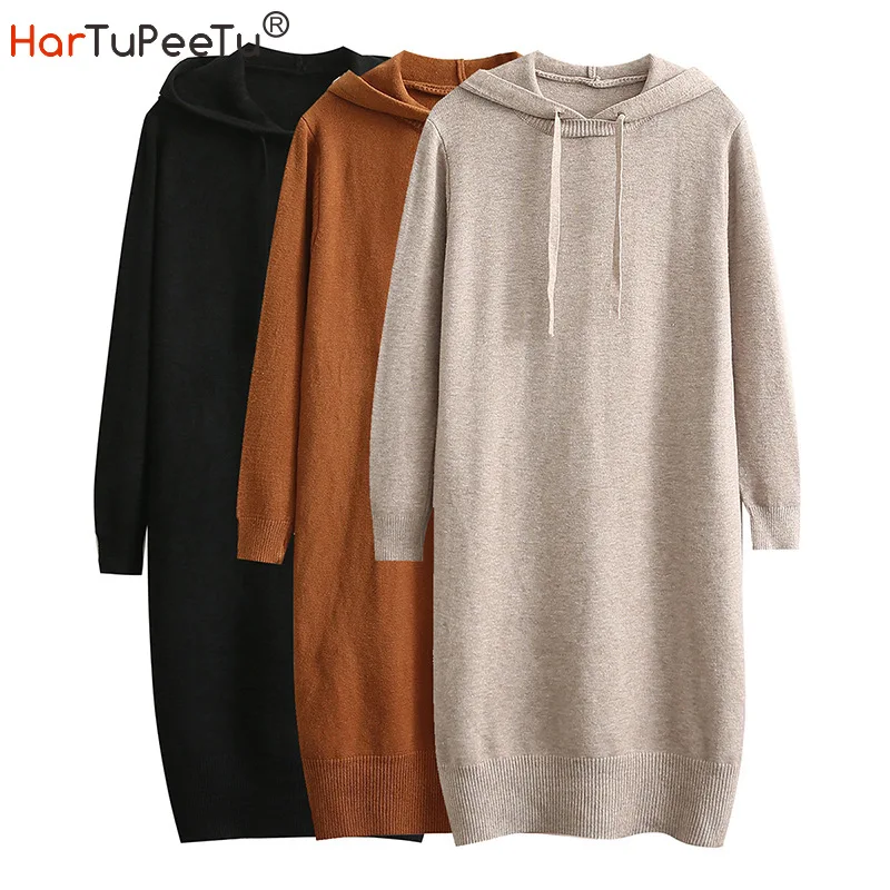 Hooded Long Knitted Sweater Dress Women Soft Autumn Winter 2021 Solid Jumper Loose Casual Basic Pullover Knitwear
Hooded Long Knitted Sweater Dress Women Soft Autumn Winter 2021 Solid Jumper Loose Casual Basic Pullover Knitwear