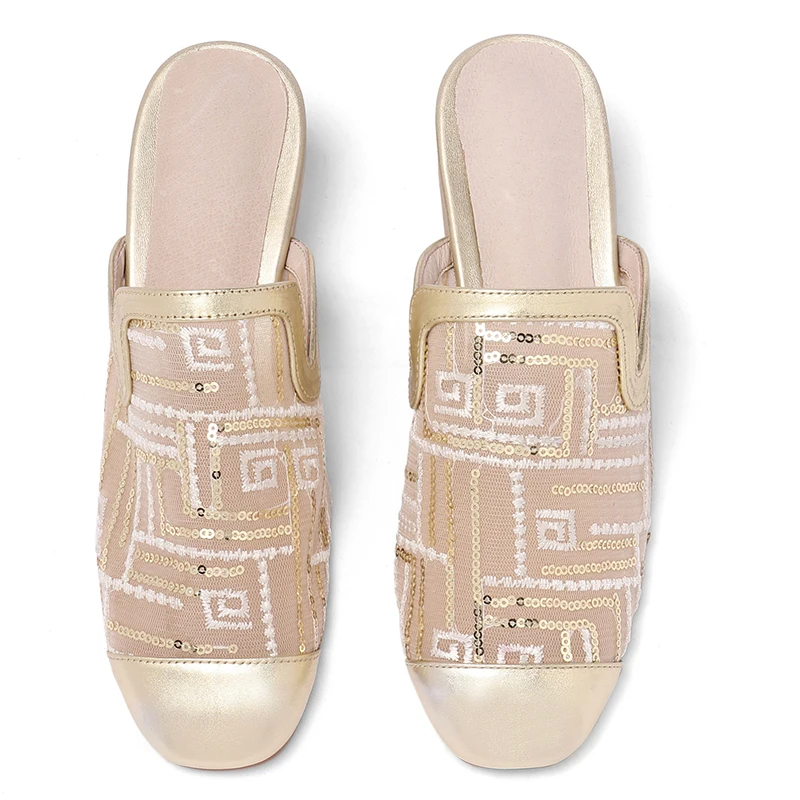 Drestrive Women's Slippers Low Heels Gold Mesh Bling Round Toe 2020 Summer Girls Pumps Big Size 43 Cow Leather Casual Shoes
Drestrive Women's Slippers Low Heels Gold Mesh Bling Round Toe 2020 Summer Girls Pumps Big Size 43 Cow Leather Casual Shoes