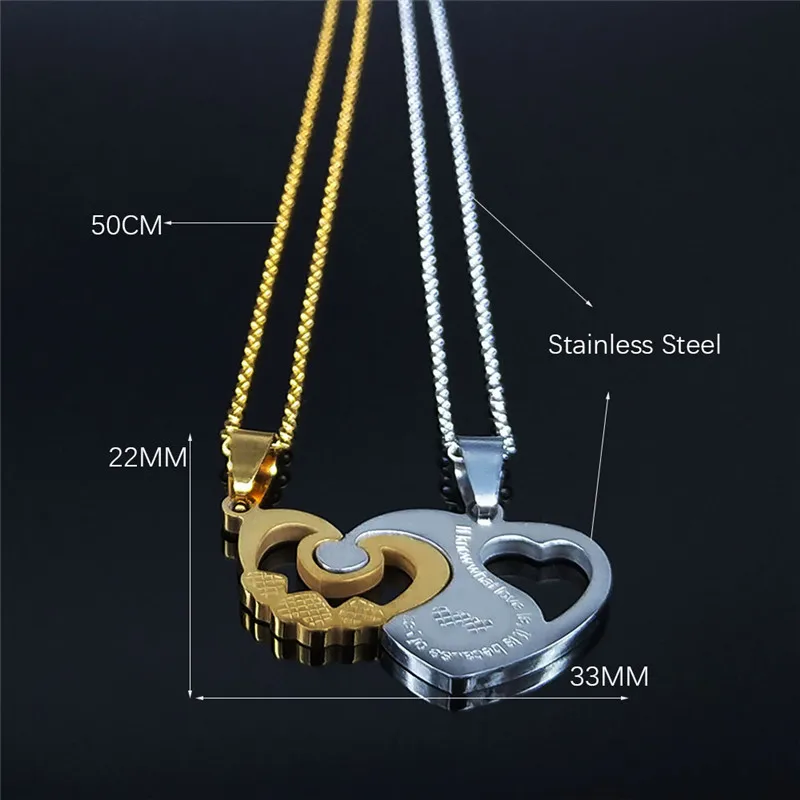 2PCS Love Heart Stainless Steel Women/Men Gold Silver Color Couple Necklace Jewelry acero inoxidable joyeria NXH23S01
2PCS Love Heart Stainless Steel Women/Men Gold Silver Color Couple Necklace Jewelry acero inoxidable joyeria NXH23S01