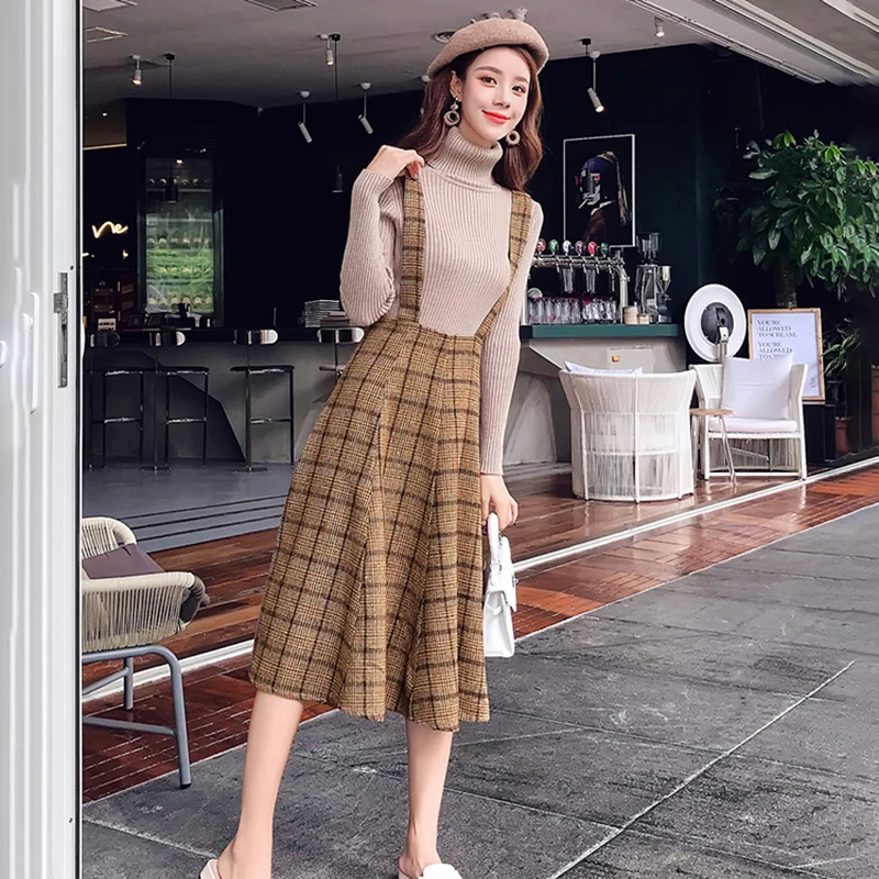 Коричневые Клетчатые Шерстяные Платья, сарафан на бретелях-спагетти в японском стиле Mori Girl, женское осенне-зимнее платье без рукавов, плать... 
Коричневые Клетчатые Шерстяные Платья, сарафан на бретелях-спагетти в японском стиле Mori Girl, женское осенне-зимнее платье без рукавов, плать...