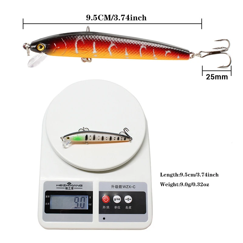10pcs Minnow Fishing Lures 9.5cm 9g Crankba Floating Isca Artificial Hard Bait Pesca Wobblers Fishing Tackle
10pcs Minnow Fishing Lures 9.5cm 9g Crankba Floating Isca Artificial Hard Bait Pesca Wobblers Fishing Tackle