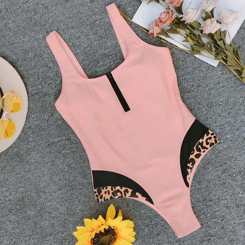 Women Pink Leopard Swimwear Sexy Zipper One Piece Swimsuit Female Bather High Cut Bathing Suit Push Up Monokini
Women Pink Leopard Swimwear Sexy Zipper One Piece Swimsuit Female Bather High Cut Bathing Suit Push Up Monokini