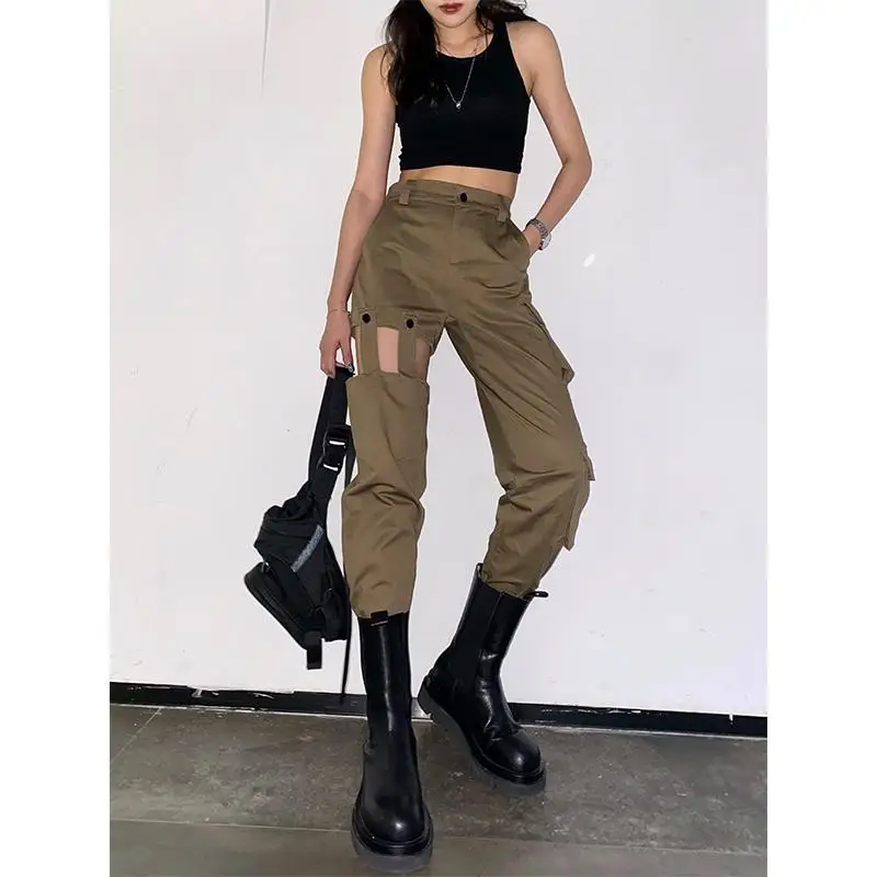 Women 2020 Summer Hip Hop High Waist Cargo Pants Female New Slim Joggers Street Style Trousers Ladies Hollow Out Pants C24
Women 2020 Summer Hip Hop High Waist Cargo Pants Female New Slim Joggers Street Style Trousers Ladies Hollow Out Pants C24