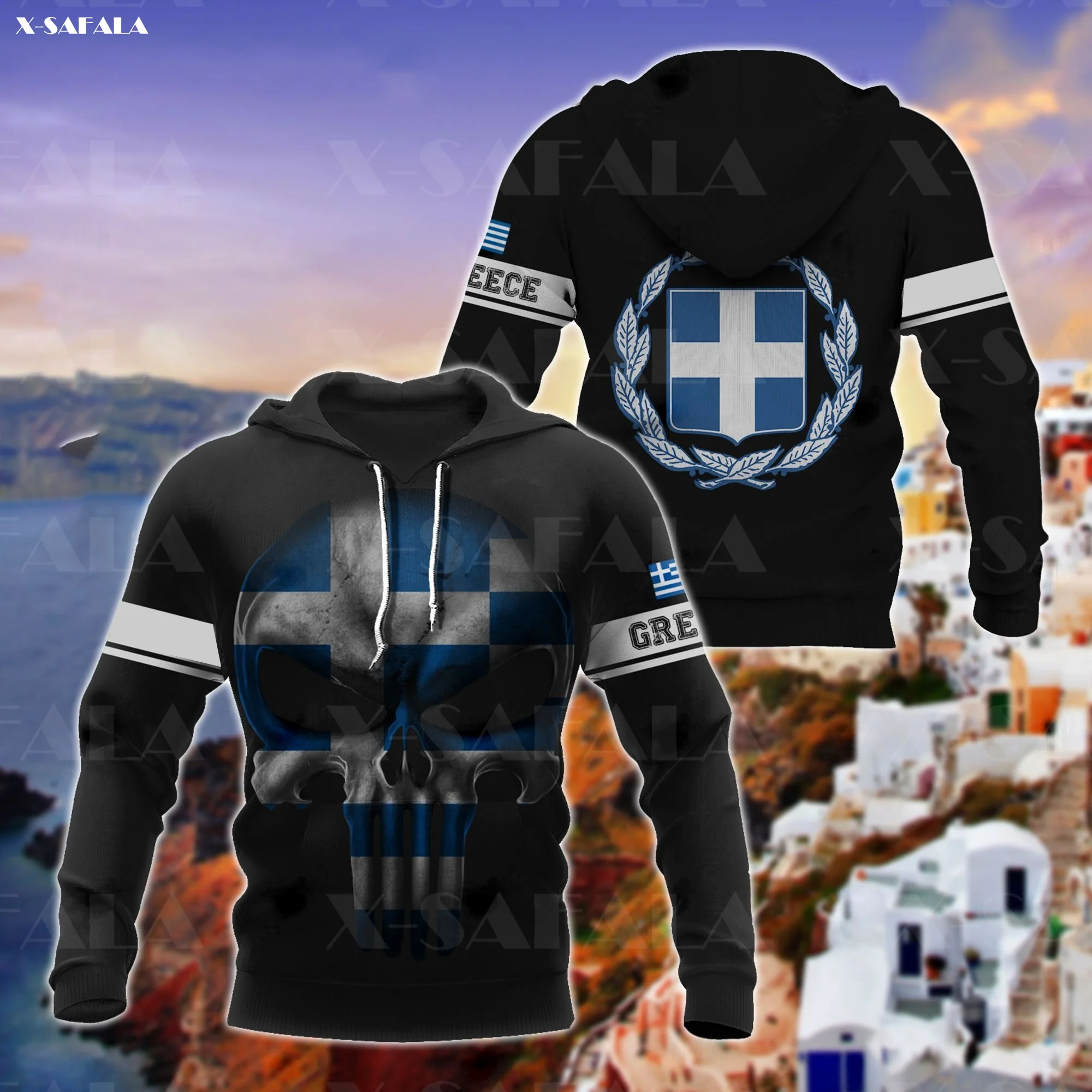 

GREECE HELLAS COAT OF ARMS SKULL Cross 3D Print Zipper Hoodie Man Female Pullover Sweatshirt Hooded Jacket Jersey Tracksuits