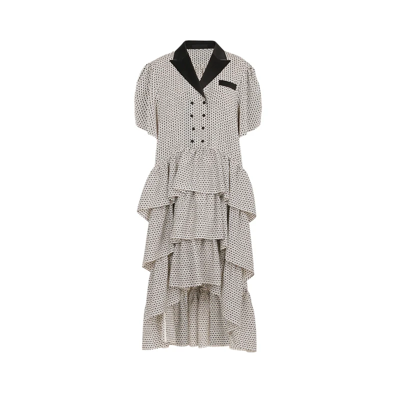 VGH Black Patchwork Casual Dress For Women Lapel Collar Short Sleeve High Waist Mid Hit Color Irregular Dresses Females 2021 New
VGH Black Patchwork Casual Dress For Women Lapel Collar Short Sleeve High Waist Mid Hit Color Irregular Dresses Females 2021 New