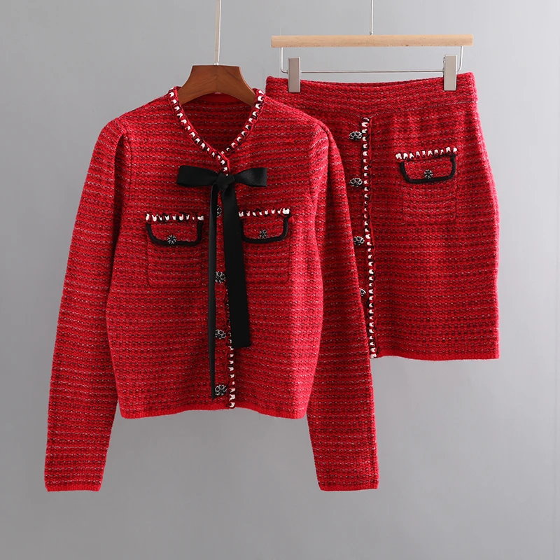 Fashion Women Luxury Elegant Ladies Bow Wool Knitted Sweater + Skirt Two-Piece Suit Set
Fashion Women Luxury Elegant Ladies Bow Wool Knitted Sweater + Skirt Two-Piece Suit Set
