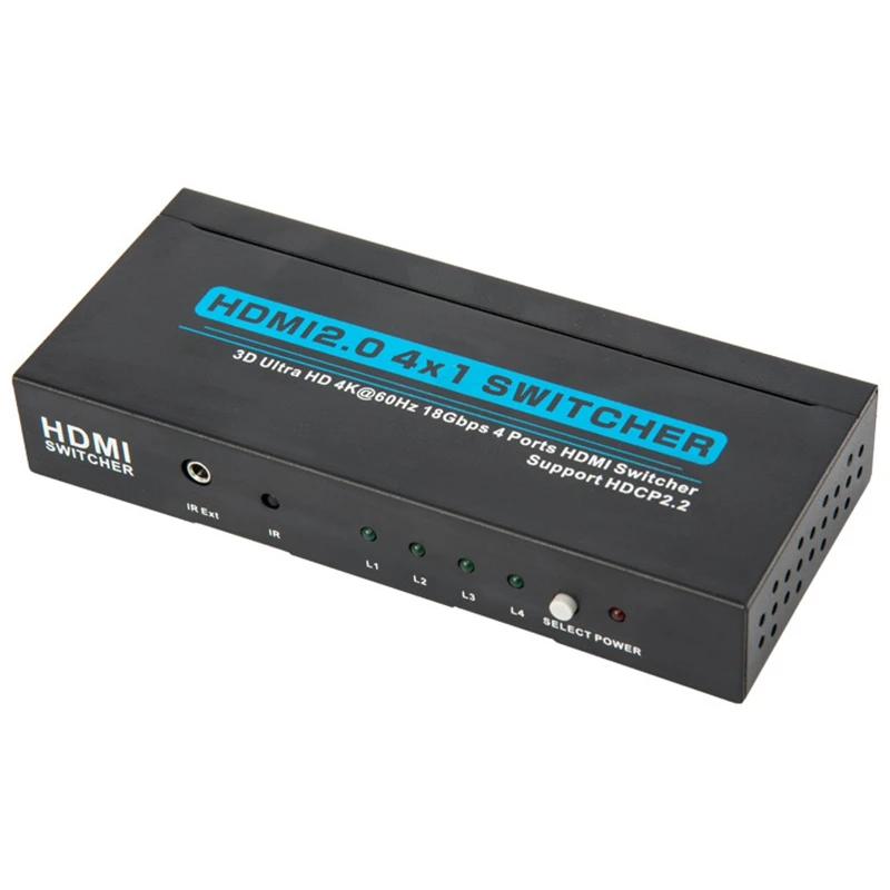 HDMI переключатель 4 в 1 4x1 HDMI2.0 4K 18 Гбит/с ИК-пультом дистанционного управления
HDMI переключатель 4 в 1 4x1 HDMI2.0 4K 18 Гбит/с ИК-пультом дистанционного управления