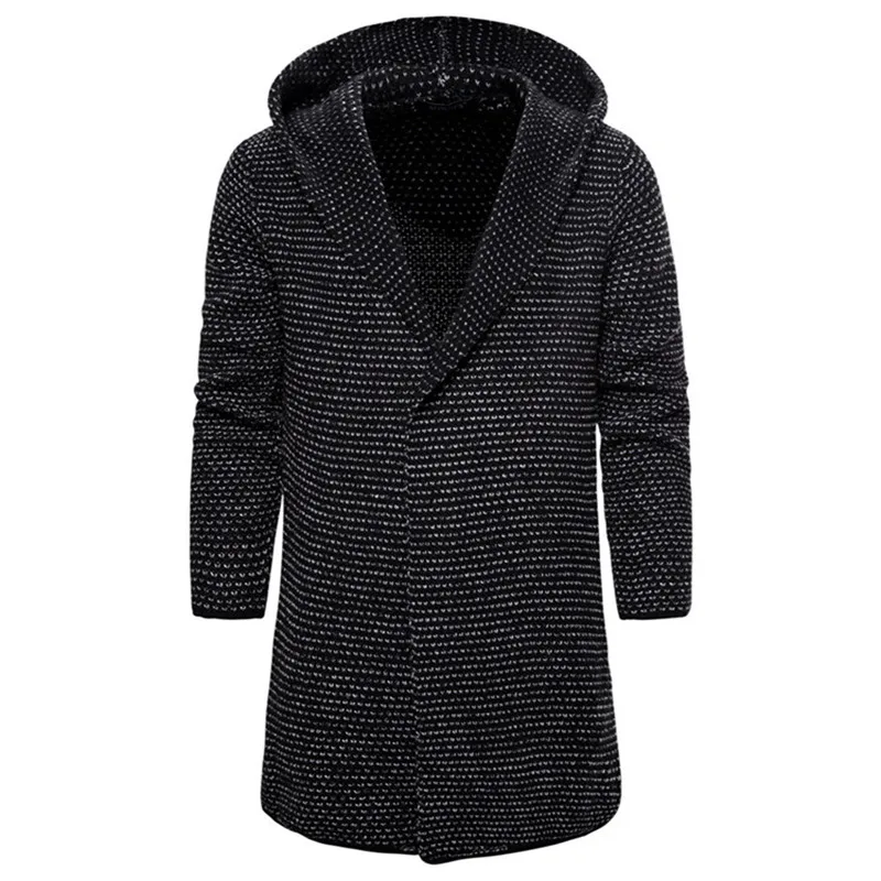 

Mens Hooded Wool Cardigan Winter Warm Solid Perfect Quality Soft Long Clothers Cotton Knitted Casual Male Sweaters Drop Shipping