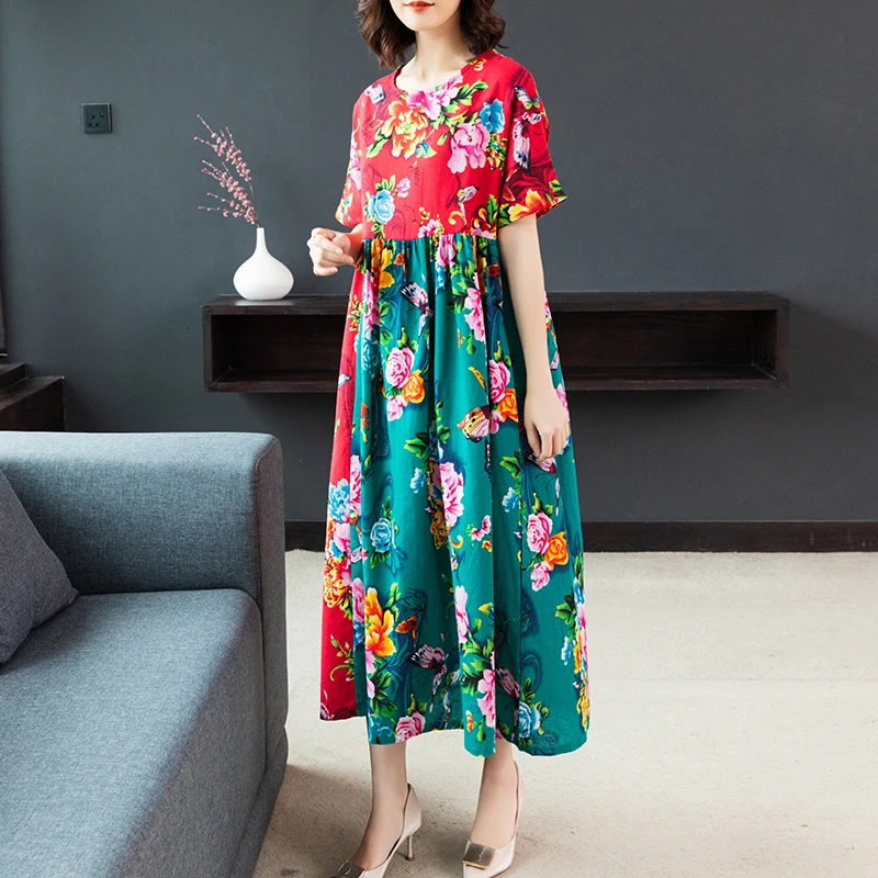 Женское платье с принтом в этническом стиле, свободное облегающее платье из хлопка и льна в стиле ретро, с коротким рукавом и широким подоло...
Женское платье с принтом в этническом стиле, свободное облегающее платье из хлопка и льна в стиле ретро, с коротким рукавом и широким подоло...