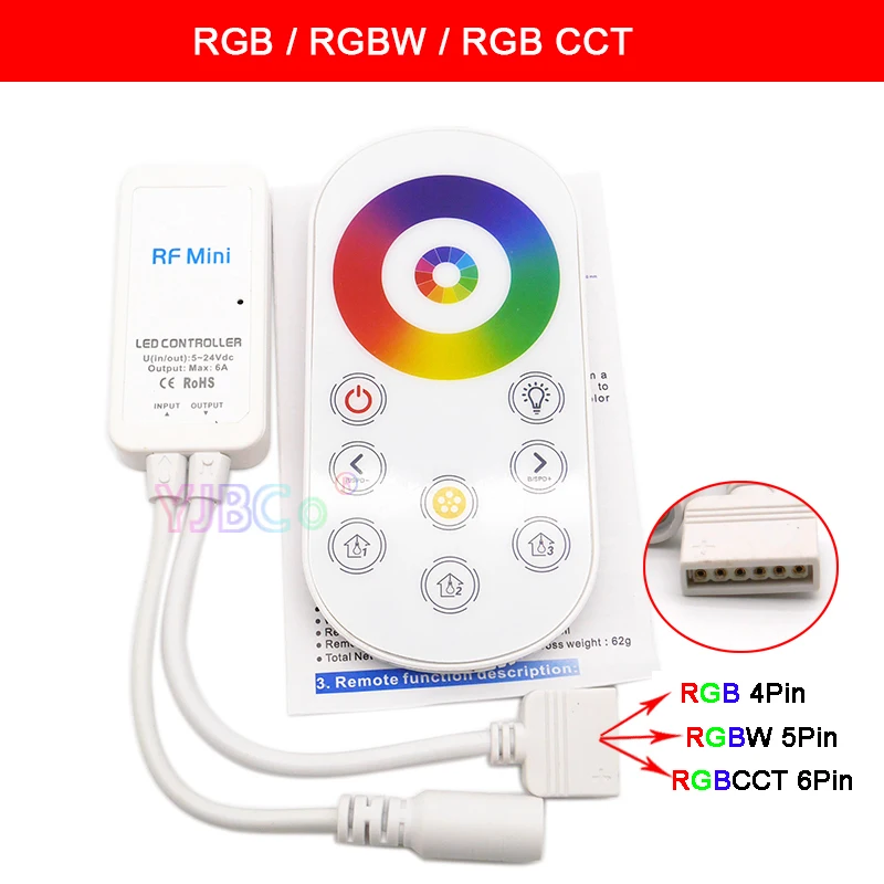 

Ultrathin RF LED Strip Controller Full Touch Remote 3528 5050 single color RGB RGBW RGB CCT LED Light Strip dimmer DC5-24V 144W