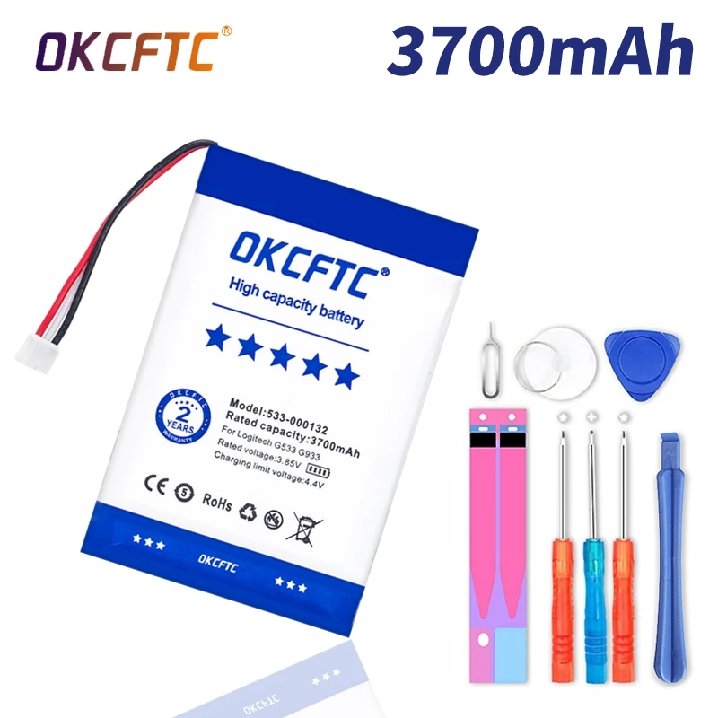 OKCFTC Real standard 3700mah 533-000132 for Logitech G533 G933 battery G533S G933S
OKCFTC Real standard 3700mah 533-000132 for Logitech G533 G933 battery G533S G933S