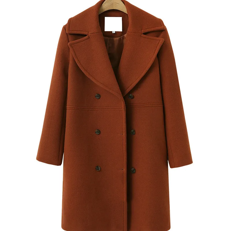 2021 Autumn Winter Cashmere Coat Female Thick Double Breasted Jacket Women's Thin Casual Blends Warm Loose Woolen Solid Overcoat
2021 Autumn Winter Cashmere Coat Female Thick Double Breasted Jacket Women's Thin Casual Blends Warm Loose Woolen Solid Overcoat