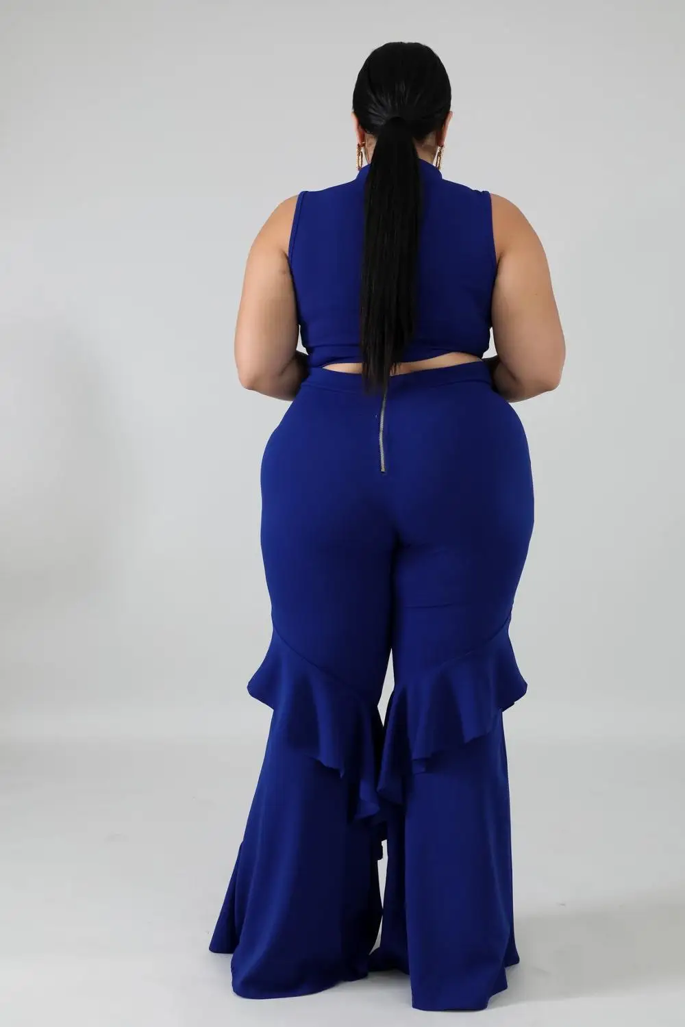 Women Summer Autumn Fashion Ruffles Bell Bottom Pants Sets Two-piece Sleeveless Zipper V Neck Cropped Top Casual Flare Trousers
Women Summer Autumn Fashion Ruffles Bell Bottom Pants Sets Two-piece Sleeveless Zipper V Neck Cropped Top Casual Flare Trousers