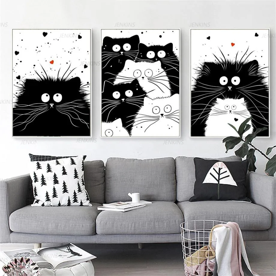 Wall Art Nordic Black White Kawaii Cat Modular Painting Animal Canvas Print Poster Quotes Picture Home Decor Bedside Background
Wall Art Nordic Black White Kawaii Cat Modular Painting Animal Canvas Print Poster Quotes Picture Home Decor Bedside Background