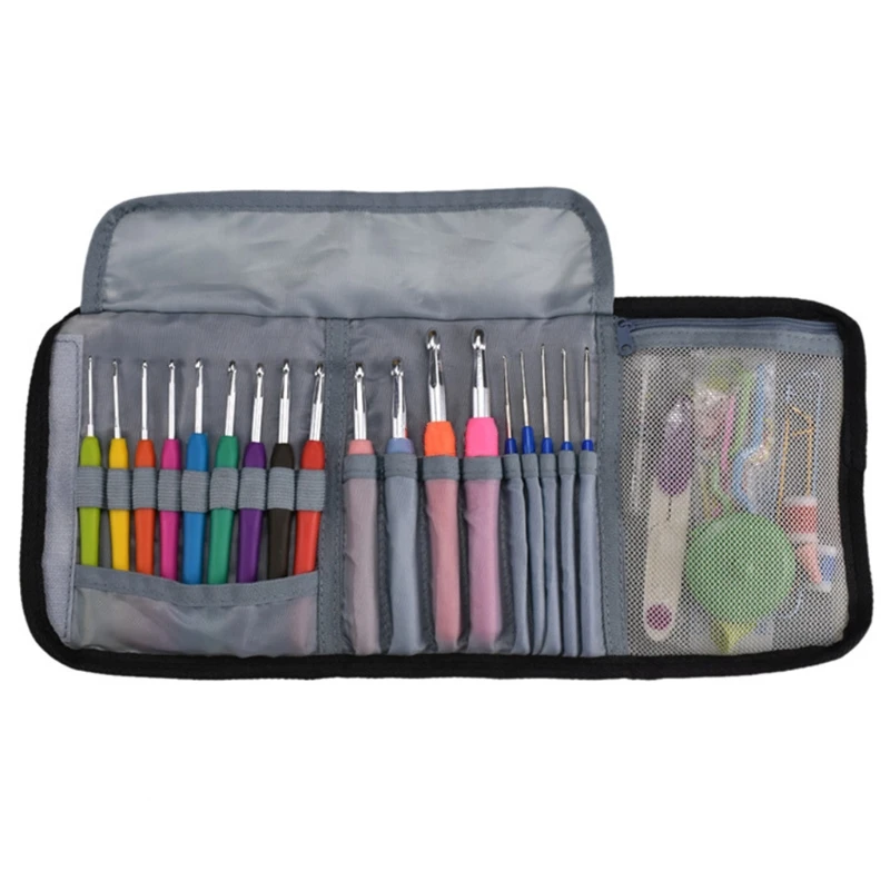 14Pcs Crochet Hook Set Ergonomic Soft Handles Yarn Knitting Needles Kit with Bag E56C
14Pcs Crochet Hook Set Ergonomic Soft Handles Yarn Knitting Needles Kit with Bag E56C