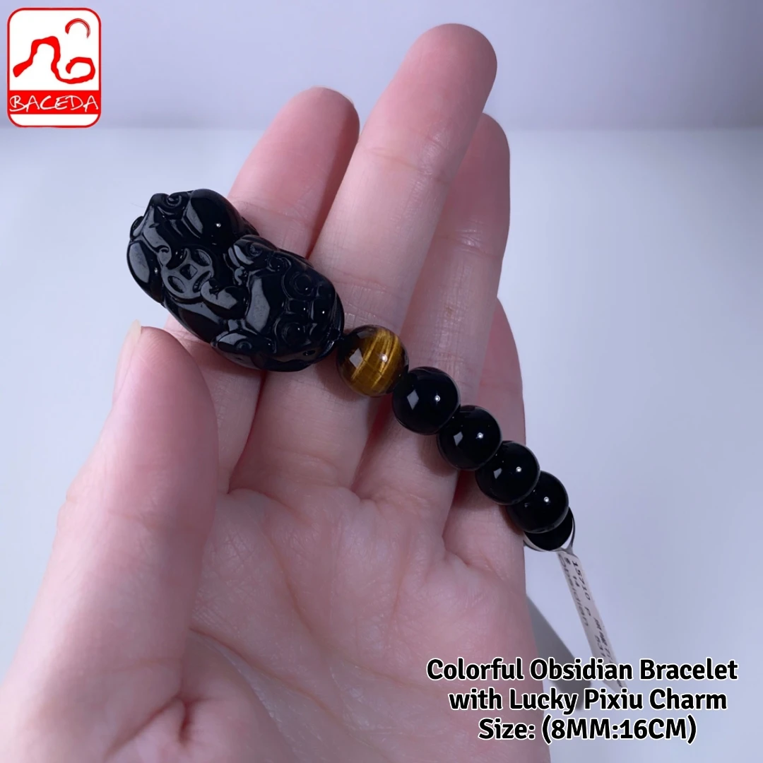 Baceda Natural Crystals of Colorful Obsidian known as Most Protective Stone with Lucky Pixiu Charm can attract wealth
Baceda Natural Crystals of Colorful Obsidian known as Most Protective Stone with Lucky Pixiu Charm can attract wealth