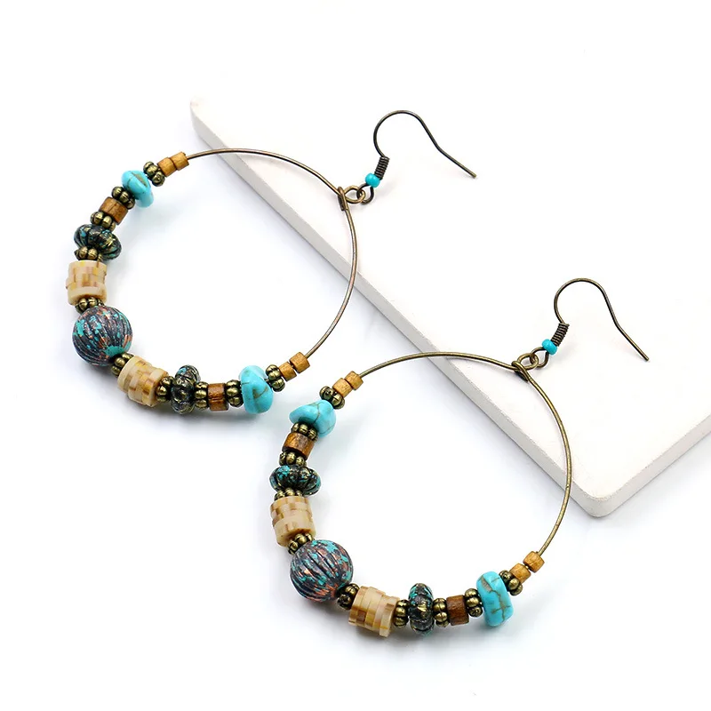 Ethnic Turquoise Tassel Earrings Boho Style Circle Big Round Seed Bead Jewelry Bohemia Handwoven Earrings Stone Turquoise KA-39D
Ethnic Turquoise Tassel Earrings Boho Style Circle Big Round Seed Bead Jewelry Bohemia Handwoven Earrings Stone Turquoise KA-39D