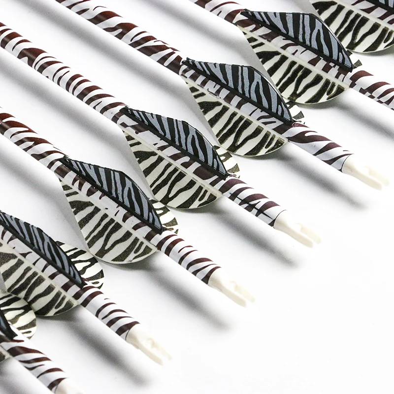 Linkboy Archery Zebra Carbon Arrows Sp400 600 2"Tiger Skin Vanes for Compound Recurve / Traditional Bow Hunting Shooting | Спорт и