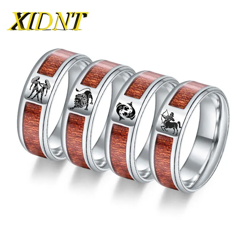 8MM Men Vintage Zodiac 12 Constellation Ring Stainless Steel Inlaid Wood Jewelry Personalized Custom Name Pattern Free Shipping
8MM Men Vintage Zodiac 12 Constellation Ring Stainless Steel Inlaid Wood Jewelry Personalized Custom Name Pattern Free Shipping