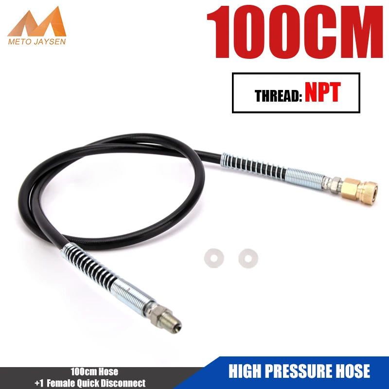 Нейлоновый шланг высокого давления для пейнтбола, длина 100 см, резьба 1/8npt, штепсельная вилка с пружиной 4500psi 300bar 
Нейлоновый шланг высокого давления для пейнтбола, длина 100 см, резьба 1/8npt, штепсельная вилка с пружиной 4500psi 300bar