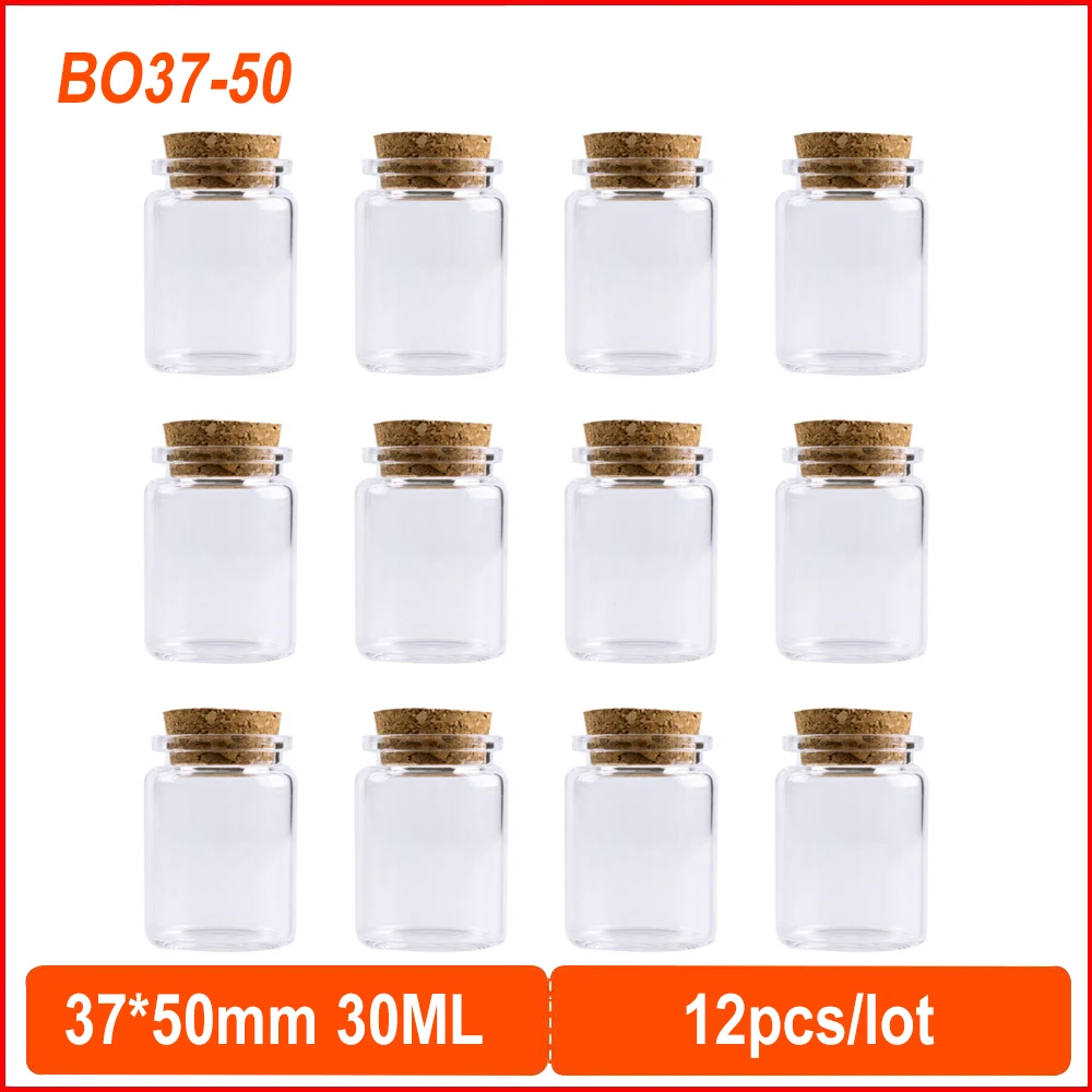 12pcs 30ml 37*50mm Small Empty Clear Glass Bottles Vials DIY Wedding Decoration Gifts Spice Bottles Container
12pcs 30ml 37*50mm Small Empty Clear Glass Bottles Vials DIY Wedding Decoration Gifts Spice Bottles Container