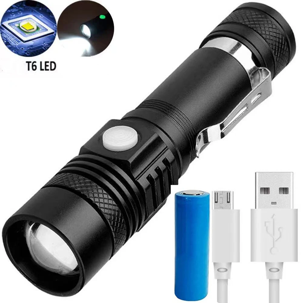 USB charging super Bright LED Flashlight With T6 LED lamp beads Waterproof Torch Zoomable 4 lighting modes Multi-function.
USB charging super Bright LED Flashlight With T6 LED lamp beads Waterproof Torch Zoomable 4 lighting modes Multi-function.