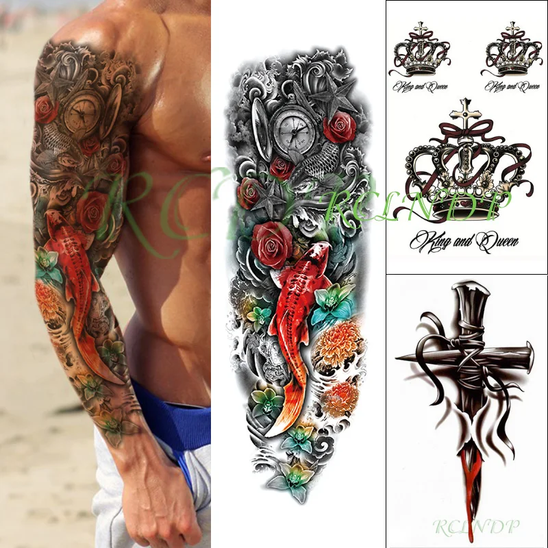 Waterproof Temporary Tattoo Stickers set Carp Flower Wave Cross Crown Star Clock Fake Tatto Back Flash Tatoo for Men Women 3 Pcs
Waterproof Temporary Tattoo Stickers set Carp Flower Wave Cross Crown Star Clock Fake Tatto Back Flash Tatoo for Men Women 3 Pcs