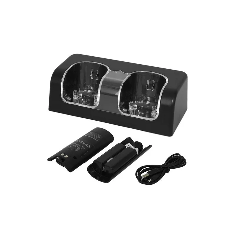 4 Port Charger Dock Charging Dock Station + 4pcs 2800mAh Batteries + USB Cable for Wii Remote Controller Gamepad Battery Charger