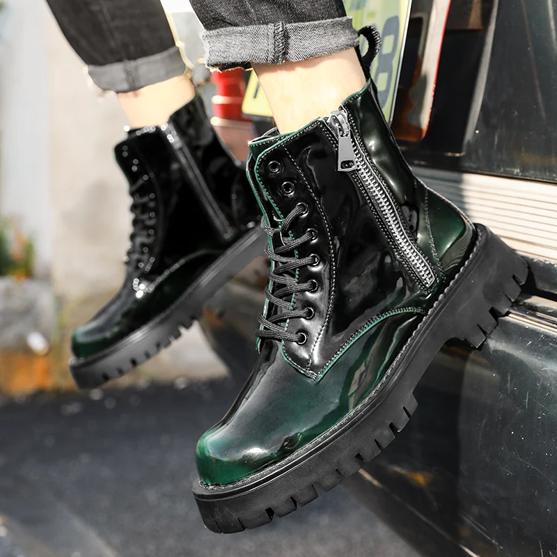 High Top Men Martin Boots Platform Fashion Green Man Motorcycle Boots Height Increasing Shoes Mirror Leather Casual Sneakers Men
High Top Men Martin Boots Platform Fashion Green Man Motorcycle Boots Height Increasing Shoes Mirror Leather Casual Sneakers Men