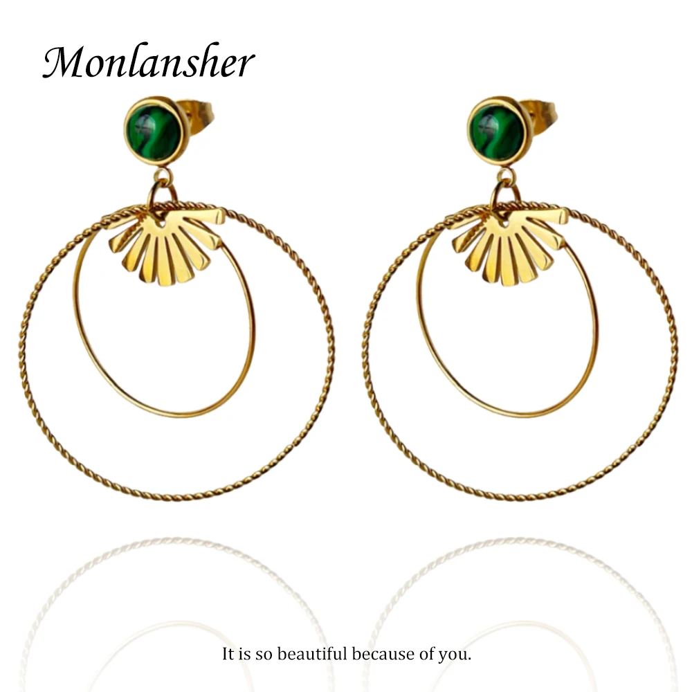 Monlansher Geometric Big Circle Drop Earrings Gold Color Titanium Steel Natural Stone Earring for Women Stylish Earrings Jewelry
Monlansher Geometric Big Circle Drop Earrings Gold Color Titanium Steel Natural Stone Earring for Women Stylish Earrings Jewelry