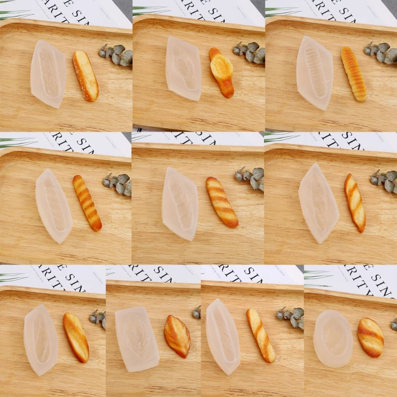 10Pcs Simulated Food Mini Cake Cup Bread Silicone Resin Mold Bread Shape Pendant Resin Casting Mold Jewerly Making Tools