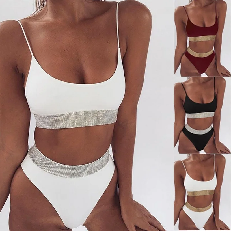2021 Summer New Sexy High Waist Bikini Split Swimsuit Ladies Sequins Solid Color Brazilian Bikini
2021 Summer New Sexy High Waist Bikini Split Swimsuit Ladies Sequins Solid Color Brazilian Bikini