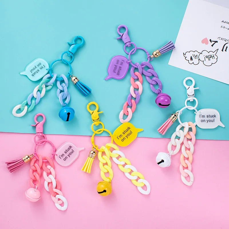 Fashion Creative Multicolour Chain Bell Circle Loop Keychain DIY Handmade Jewelry Cartoon Bag Pendant Decoration Girls Gifts
Fashion Creative Multicolour Chain Bell Circle Loop Keychain DIY Handmade Jewelry Cartoon Bag Pendant Decoration Girls Gifts