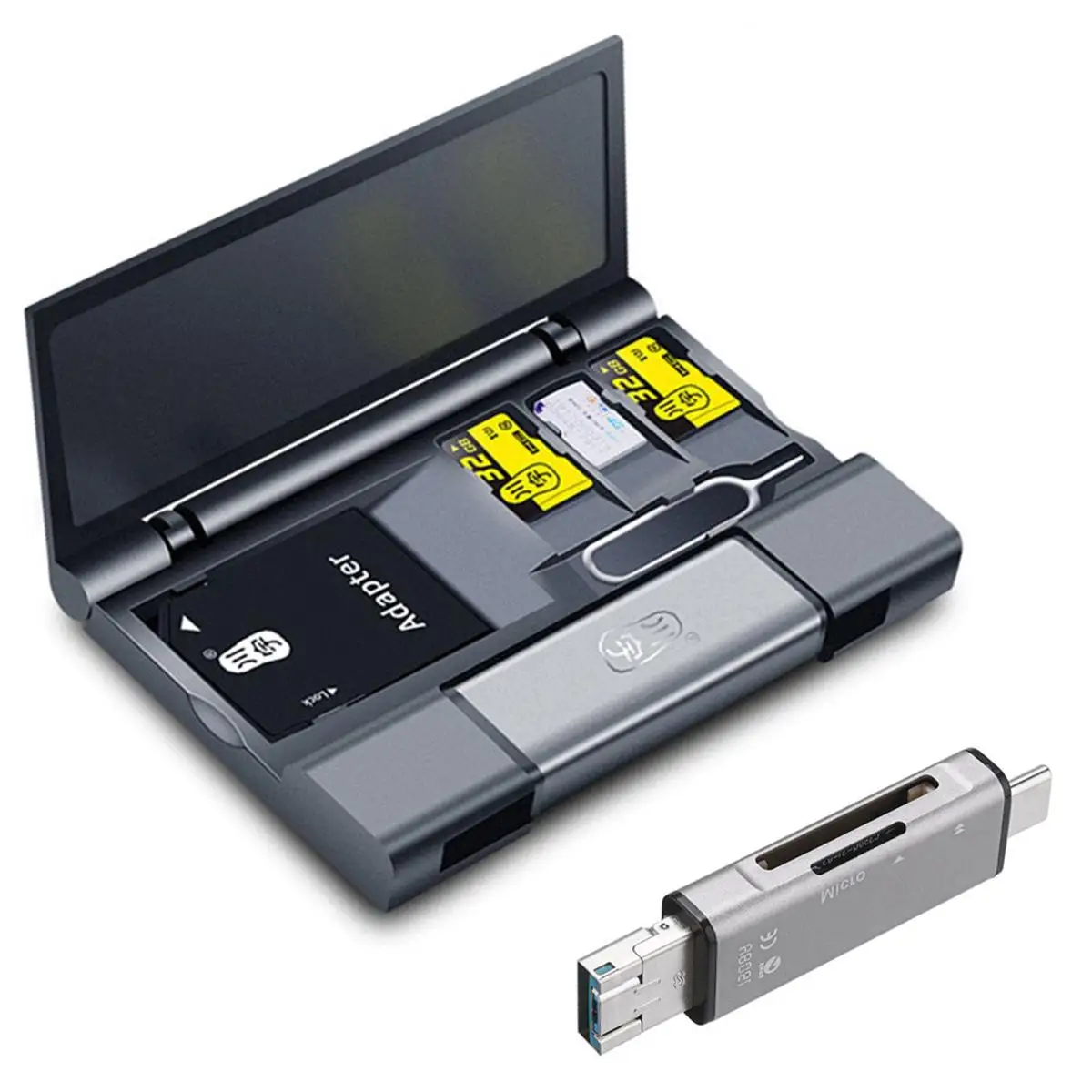 All In One TF & Camera Card Dual Slots 2 in1 Card Reader Type-c USB 3.0 Micro USB OTG + Large Capacity Storage Case Ultra Thin
All In One TF & Camera Card Dual Slots 2 in1 Card Reader Type-c USB 3.0 Micro USB OTG + Large Capacity Storage Case Ultra Thin