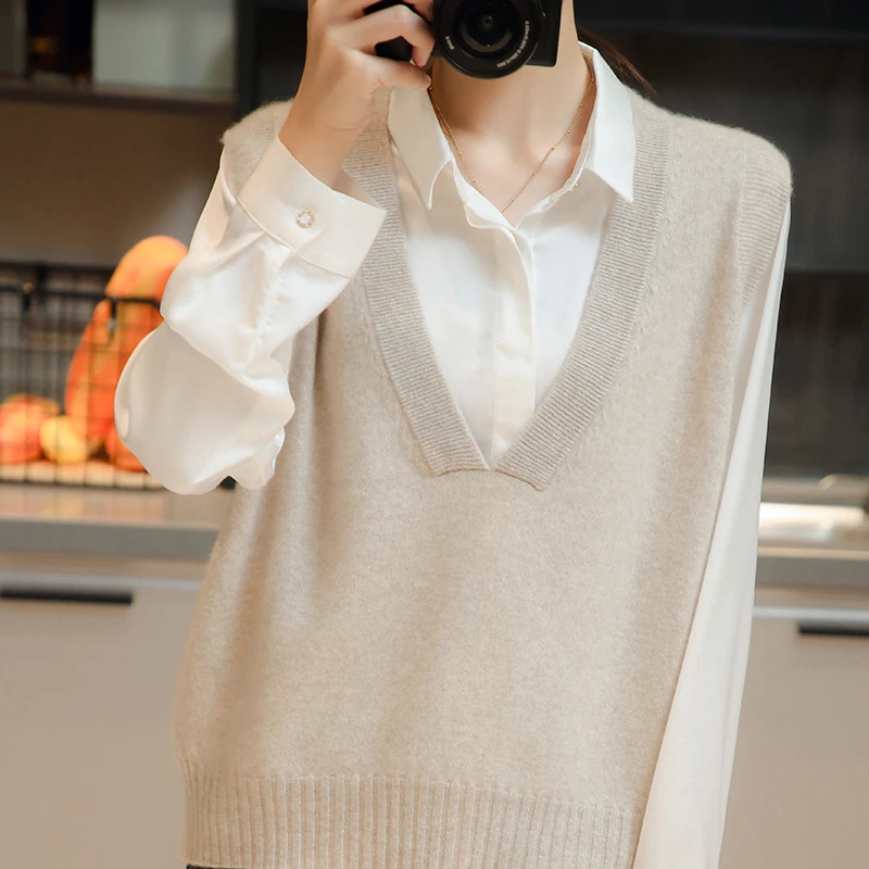 Женский трикотажный жилет LONGMING из 100%-ной шерсти, вязаный жилет с V-образным вырезом, осенний свитер, жилет, пуловер без рукавов, однотонные зи...
Женский трикотажный жилет LONGMING из 100%-ной шерсти, вязаный жилет с V-образным вырезом, осенний свитер, жилет, пуловер без рукавов, однотонные зи...