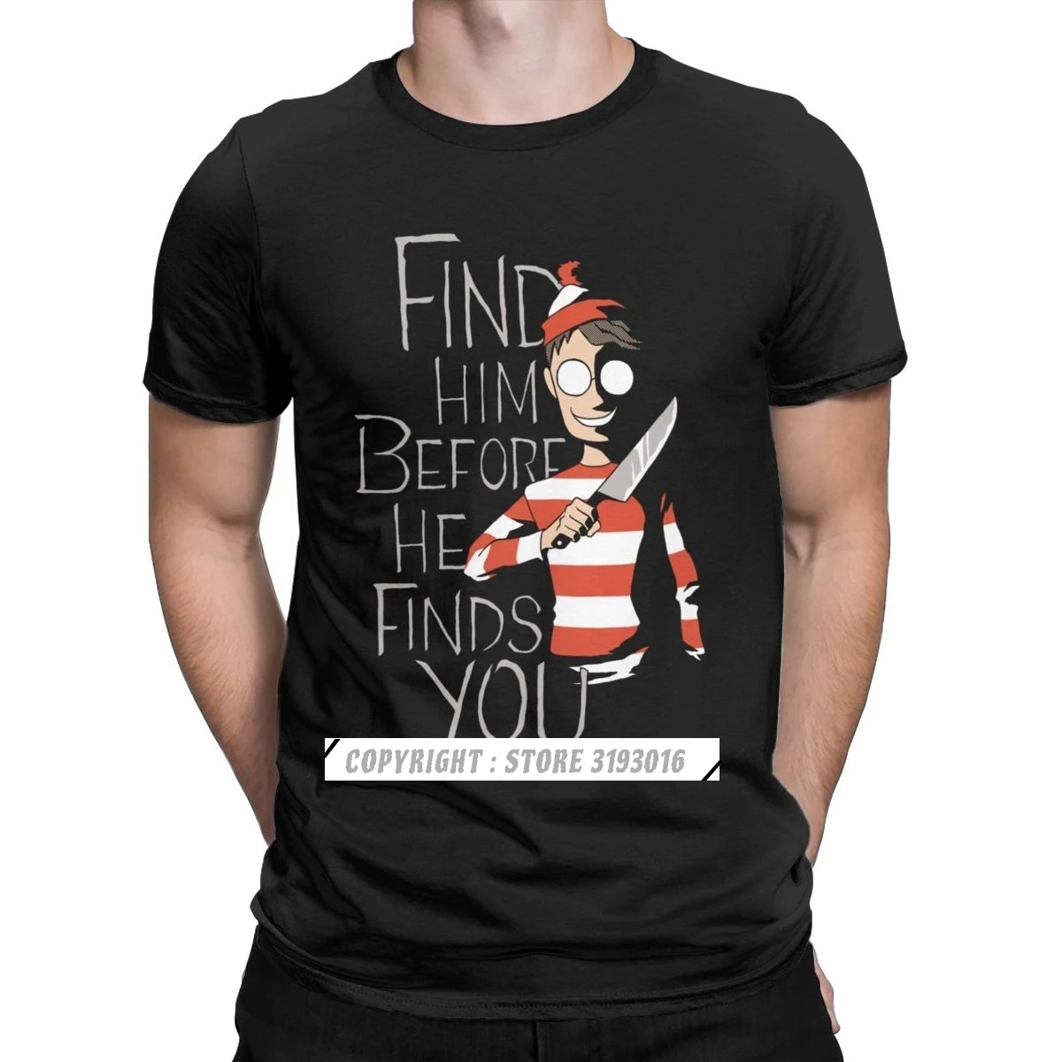 Для мужчин футболки затаившись в темное время суток Waldo хлопковые Wheres Уолли