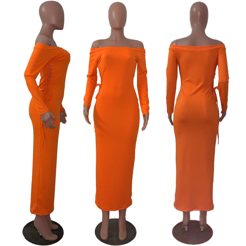 Casual Women Dress Slash Nech Off Shouder Long Dress Solid Color dresses for women vestido
Casual Women Dress Slash Nech Off Shouder Long Dress Solid Color dresses for women vestido
