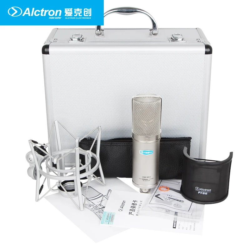 Alctron CM6 MKII Professional Microphone Large Diaphragm Recording Studio Mic with Shock Mount Pop Filter For computer VS bm800 |