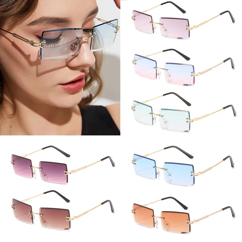 Retangle Rimless Sunglasses Women Men Shades Sun Glasses Small Retro Gradient Glasses Frameless UV400 Eyewear Cycling Equipment
Retangle Rimless Sunglasses Women Men Shades Sun Glasses Small Retro Gradient Glasses Frameless UV400 Eyewear Cycling Equipment