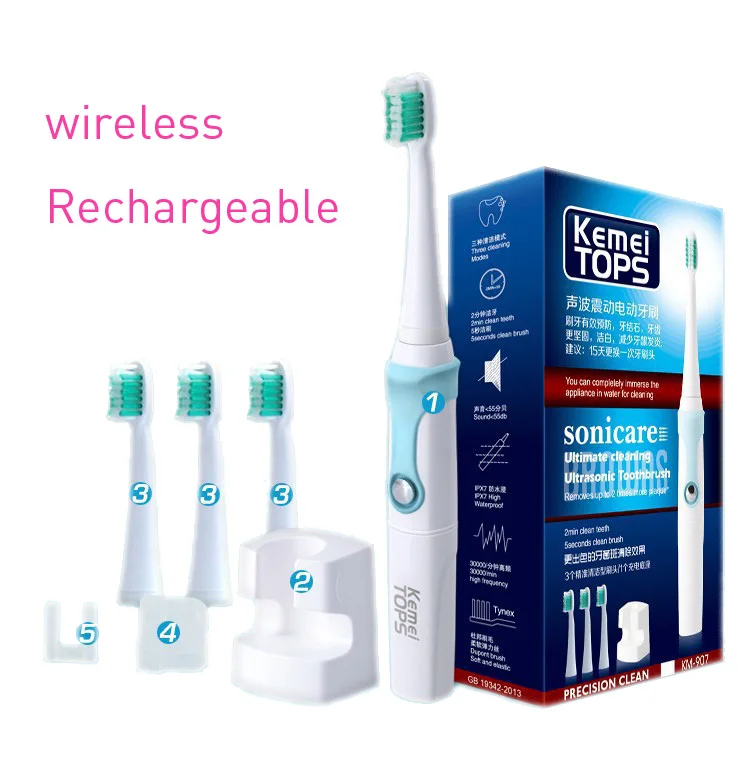 

KEMEI Electric Toothbrush Ultrasonic Smart Tooth brush Rotation Type Waterproof Oral Hygiene Dental Care b pro teethbrush KM-907