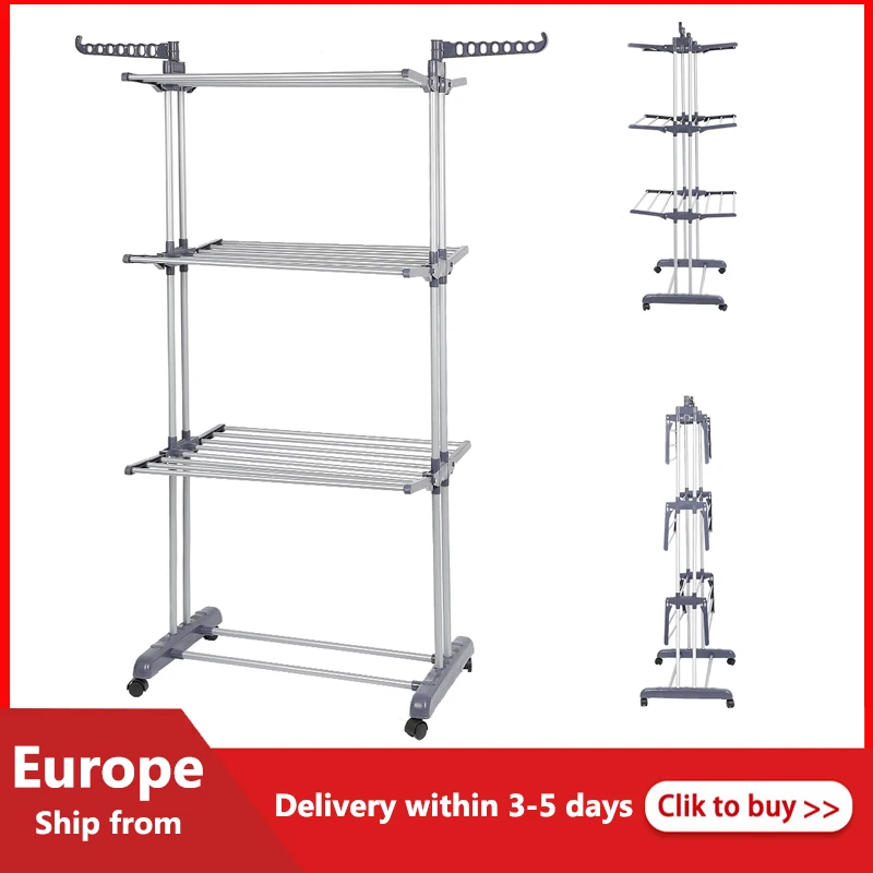 Wing Drying Rack Movable Clothes Drying Rack Three-layer Double-pole Folding Drying Rack Storage Foldable Clothes RackS HWC
Wing Drying Rack Movable Clothes Drying Rack Three-layer Double-pole Folding Drying Rack Storage Foldable Clothes RackS HWC