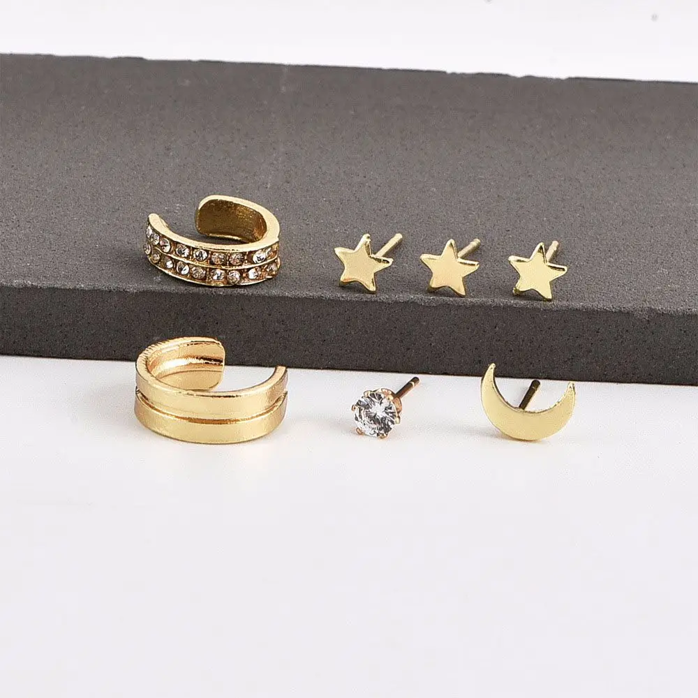 7pcs Chic Clip Earrings Set Star Moon Crystal Ear Cuff Earrings Personality Clip On Earrings Without Piercing Cartilage Clip 
7pcs Chic Clip Earrings Set Star Moon Crystal Ear Cuff Earrings Personality Clip On Earrings Without Piercing Cartilage Clip