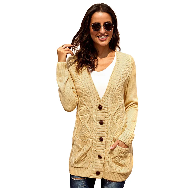 Woman Sweaters Autumn/winter V-neck Single-breasted Long-sleeve Medium-length Cardigan Sweater Women's Knitted Sweater
Woman Sweaters Autumn/winter V-neck Single-breasted Long-sleeve Medium-length Cardigan Sweater Women's Knitted Sweater