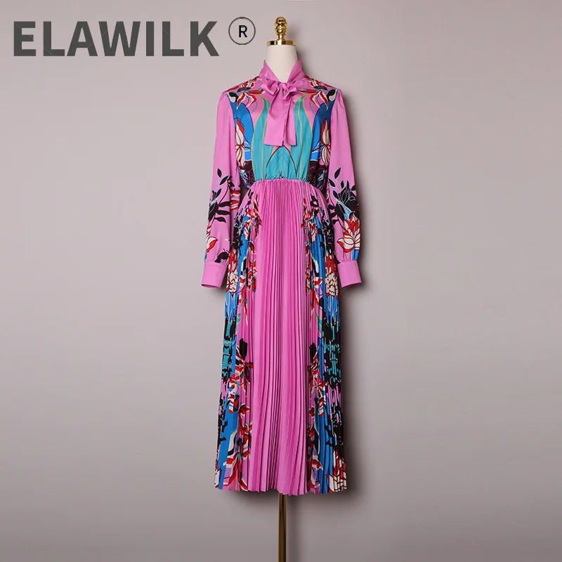 2021 Spring brand new high quality floral print bowtie elegant dress Fashion women's long sleeves pleated dress B530
2021 Spring brand new high quality floral print bowtie elegant dress Fashion women's long sleeves pleated dress B530