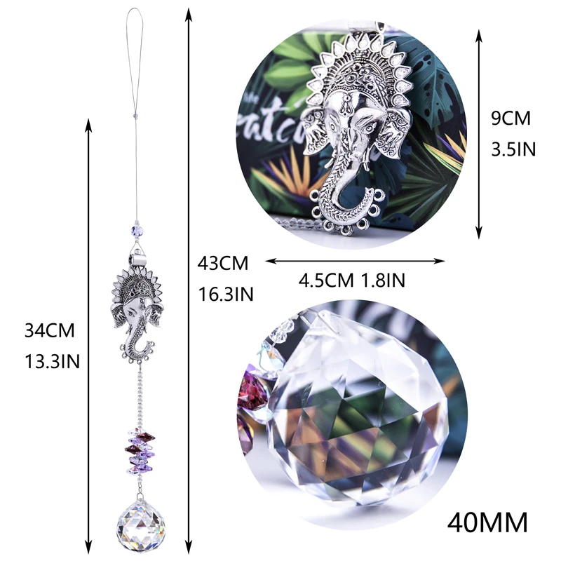 H&D Window Hanging Suncatcher Rainbow Maker Crystal Ball Prism with Alloy Elephant Decor for Home,Garden,Wedding Gift for Mother
H&D Window Hanging Suncatcher Rainbow Maker Crystal Ball Prism with Alloy Elephant Decor for Home,Garden,Wedding Gift for Mother