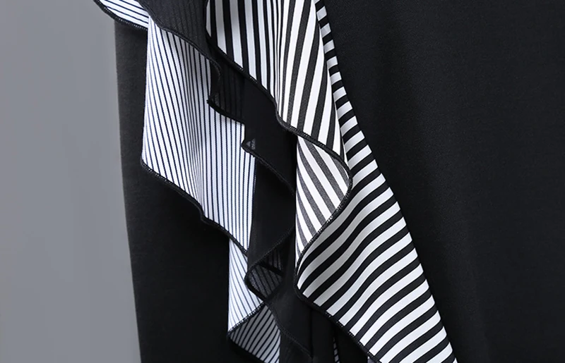 Fit Irregular Loose Striped Black Sweatshirt New Round Neck Long Sleeve Women Big Size Fashion Spring Autumn 2021 1DD4082
Fit Irregular Loose Striped Black Sweatshirt New Round Neck Long Sleeve Women Big Size Fashion Spring Autumn 2021 1DD4082