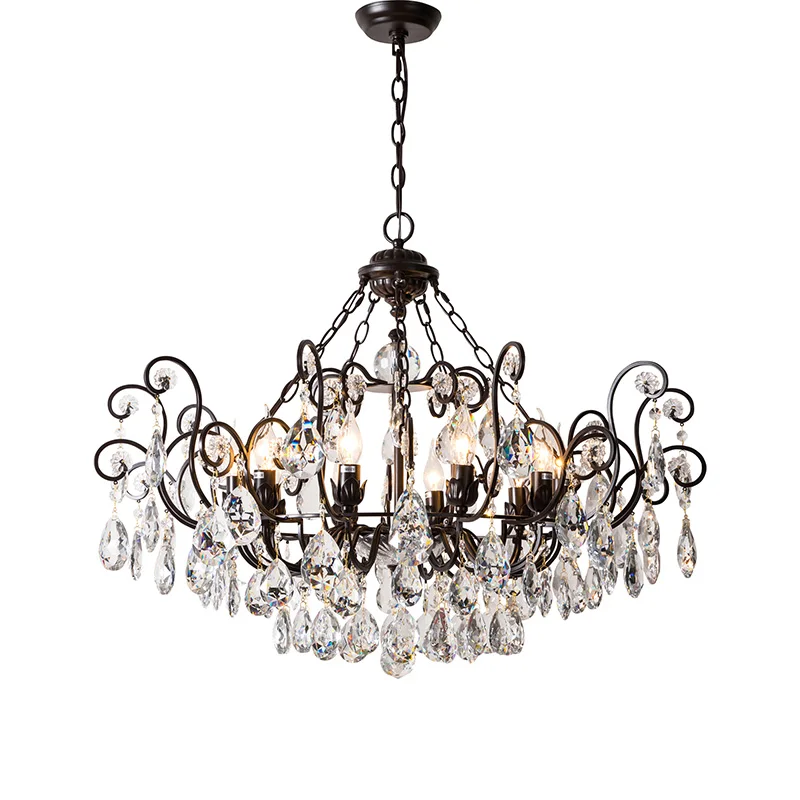 Creative crystal chandelier French light luxury bedroom living room dining room villa atmospheric wrought iron chandelier
Creative crystal chandelier French light luxury bedroom living room dining room villa atmospheric wrought iron chandelier