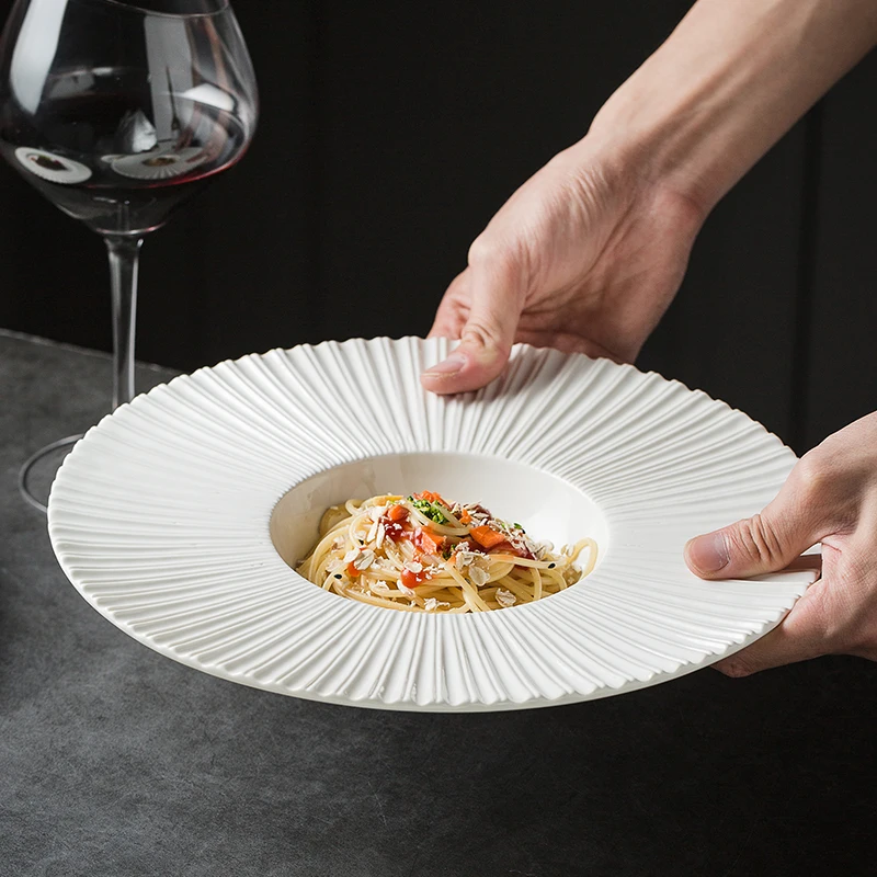 11 Inch Vertical Straw Hat Plate Creative White Stripe Western Steak Salad Plate 12 Inch Main Dish Dessert Flat Plate Tableware
11 Inch Vertical Straw Hat Plate Creative White Stripe Western Steak Salad Plate 12 Inch Main Dish Dessert Flat Plate Tableware