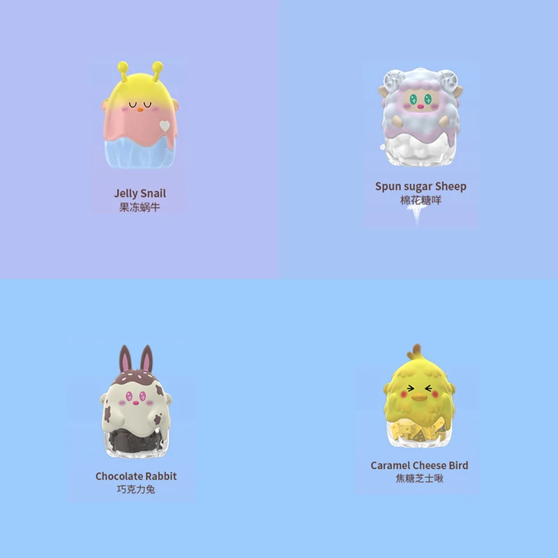 Creative Food Play Blind Box Chocolate Rabbit Bird Peach Pig Marshmallow Sheep Cat Milk Bear Snail Hedgehog Dragon Blind Box Toy 
Creative Food Play Blind Box Chocolate Rabbit Bird Peach Pig Marshmallow Sheep Cat Milk Bear Snail Hedgehog Dragon Blind Box Toy