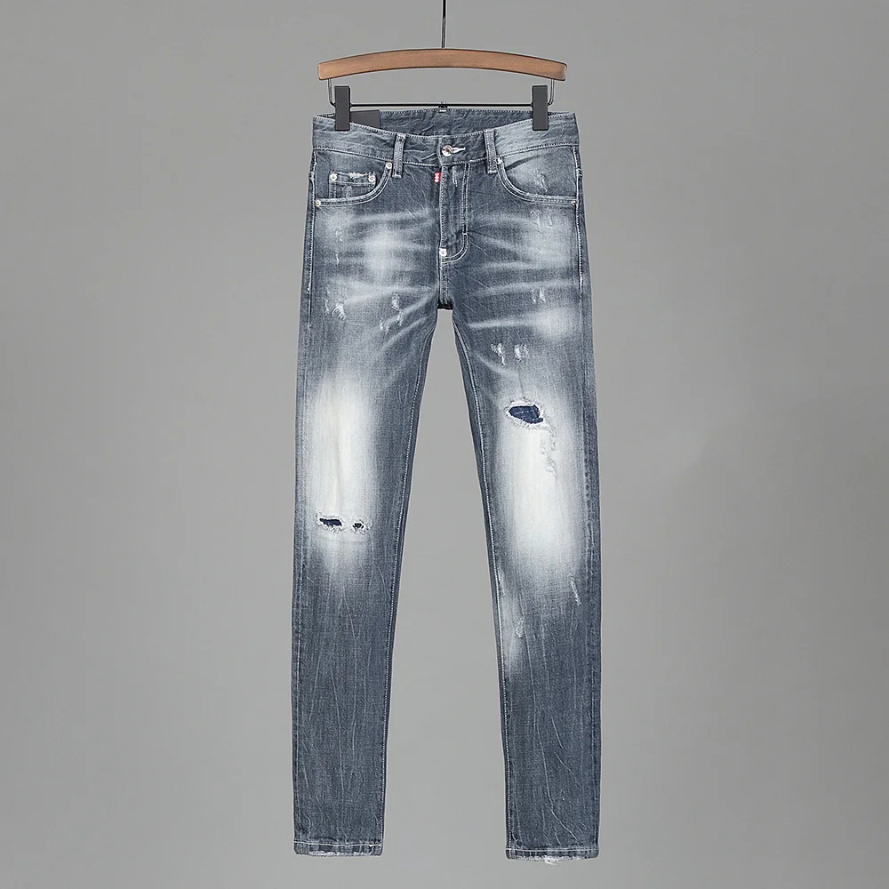 European Nightclub style dsq brand grey mens Stretch jeans Men denim trousers Patchwork Slim blue jeans Pencil Pants for men 
European Nightclub style dsq brand grey mens Stretch jeans Men denim trousers Patchwork Slim blue jeans Pencil Pants for men